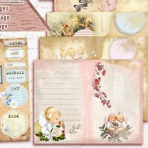 Angel Baby Journal Kit, Página de diario, Hojas de collage, Digi Kit, Ephemera, Kit de diario imprimible, Scrapbook Angel, Vintage Junk Journal Kit