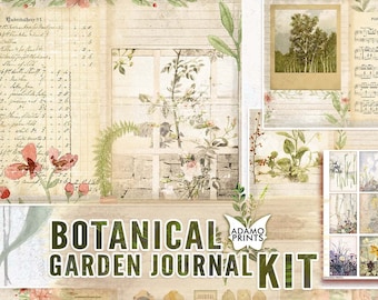 Botanical Garden Journal Kit, Journal Page, Ephemera Journal, Embellishments, Printable Journal Kit, Scrapbook Plants, Vintage Nature