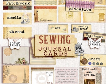 Sewing Journal Cards, Junk Journaling Words, Journal Prompts, Definition, Mixed Media, Scrapbooking Sewing, Printable, Ephemera