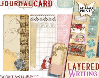 Layered Writing Journal Card, Journal Tag, Digital Collage Sheet, Collage Papers, Junk Journal Digital Papers, Junk Journaling Ephemera