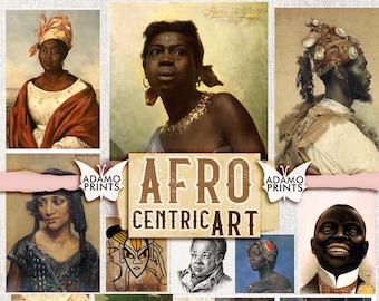Sztuka afrocentryczna w stylu vintage, ilustracje afroamerykańskie (obrazy cyfrowe)