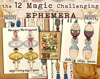 Vintage Nursery Rhyme Ephemera, Children's Digital Collage (PDF)