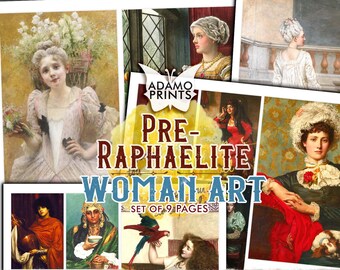 Women Pre-Raphaelite Art, Digital Images, Victorian Art, Digital Print, Vintage Art, Ephemera Classics, Antique Digital Print, Ephemera Art