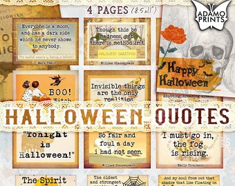 Halloween Quotes, Junk Journaling Words, Journal Quotes, Junk Journal Kit, Definition, Mixed Media, Art Ephemera, Printable Quotes