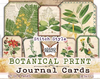Botanical Print Journal Cards: Ephemera Collage Sheets (Digital Images)