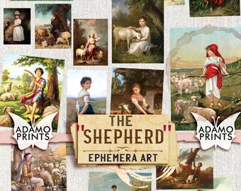 The Shepherd, Victorian Digital Art, Ephemera Art, Collage Sheet, Digital Art, Classic Ephemera, Vintage, Painting, Digital Image, Scrapbook