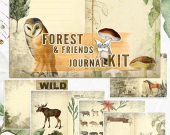 Forest & Friends Journal Kit, Journal Page, Collage Sheets, Ephemera, Printable Journal Kit, Scrapbook Nature, Ephemera Forest