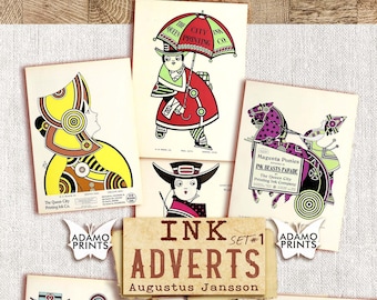 Ink Adverts Set1, Vintage Art Deco, Ephemera Classic, Digital Images, Ephemera Printable, Digital Collage, Scrapbook Ephemera, Ephemera Art