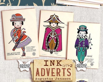 Ink Adverts Set2, Vintage Art Deco, Ephemera Classic, Digital Images, Ephemera Printable, Digital Collage, Scrapbook Ephemera, Ephemera Art
