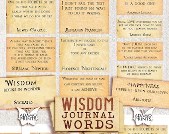 Wisdom Journal Words, Junk Journaling Words, Journal Prompts, Junk Journal, Definition, Mixed Media, Art Ephemera, Printable Quotes