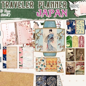 Traveler PLAnner Japan Journal Kit, Carpetas de archivos, Kit de papelería, Inserciones de cuadernos de viajeros, Hojas de collage, Planificador de efímeras