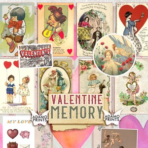 Valentinstag Erinnerung, Valentinstag digitale, druckbare Postkarten, ATC, Ephemera Classic, digitale Bilder, digitale Collage, Vintage Kunst, Liebe