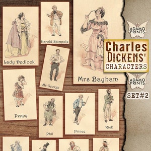 Charles Dickens Charaktere von Kyd Set2, Ephemera Classics, Digitale Bilder, Vintage Kunst, Kinder Digitales Buch, Digitale Collage, ATC