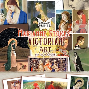 Victorian Art by Marianne Stokes, Ephemera Classic, Digital Kit, Digital Collage, Printable Images, Vintage Art, Art Ephemera