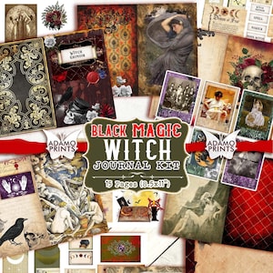 Black Magic Witch Journal Kit, Journal Page, Horror, Digital Paper, Collage Sheets, Ephemera, Printable Journal Kit, Scrapbook Kit