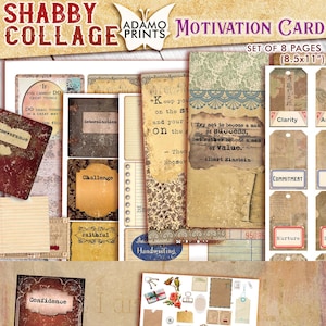 Shabby Collage Motivationskarte, Journal Tag, digitale Collage Blatt, Collage Papiere, Junk Journal digitale Papiere, Junk Journaling Ephemera