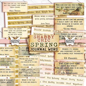 Shabby Chic Spring, Junk Journaling Words, Junk Journal, Zinnen, Definitie, Gemengde techniek, Label, Scrapbooking, Afdrukbaar, Efemere woorden