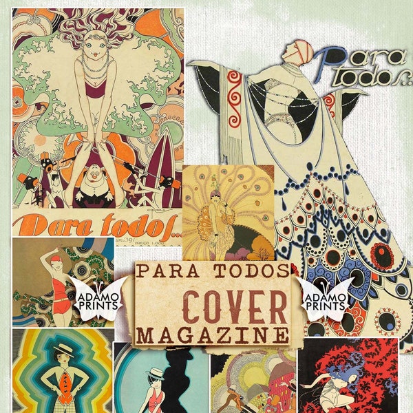 Para Todos Magazine Covers, Magazine Digital, Vintage Art, Digital Collage, Art Ephemera, Classics, Scrapbook Kit, Journal Page