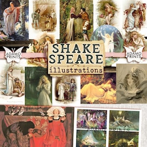Shakespeare Illustrations, Digital Images, Ephemera Classics, Vintage Art, Scrapbook Shakespeare, Altered Art, Art Supplies, Embellishment