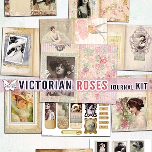 Victorian Roses Journal Kit, Journal Page, Collage Sheets, Ephemera Journal, Printable Journal Kit, Vintage Junk Journal Kit, Digi Kit