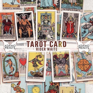 Carte de tarot Rider Waite, cartes de tarot éphémères, cartes vintage, ATC, feuille de collage, éphémère classique, journal indésirable, image imprimable, divination