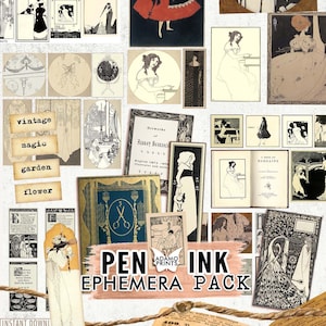 Pen&Ink Ephemera Pack, Digital Book Page, Ephemera Classics, Digital Images, Tag, Vintage Art, Ephemera Embellishments, Scrapbook Kit