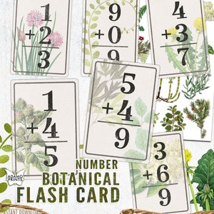 Number Botanical Flash Card, Shabby Number, Junk Journal Kit, Collage Sheets, Botanical, Ephemera, Printable Journal Kit, Scrapbook, Vintage