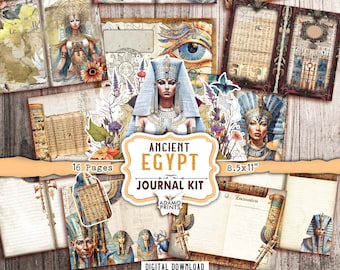 Ancient Egypt Junk Journal Kit, Journal Page, Collage Sheets, Ephemera Egypt Printable Journal Kit, Scrapbook Vintage Ancient Cleopatra