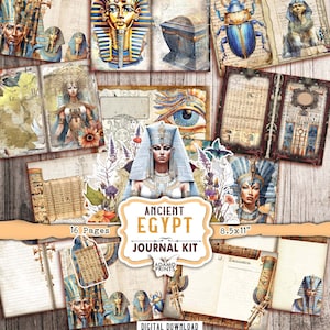 Kit diario spazzatura dell'Antico Egitto, Pagina di diario, Fogli di collage, Kit di diario stampabile Ephemera Egitto, Scrapbook Vintage Antica Cleopatra