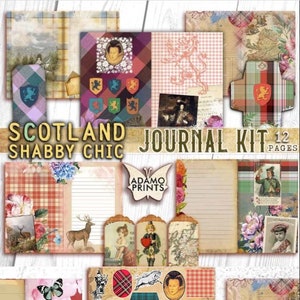 Kit de journal Ecosse Shabby Chic, page de journalisation indésirable, feuilles de collage, kit numérique, journal éphémère, page de journal minable, écossais vintage