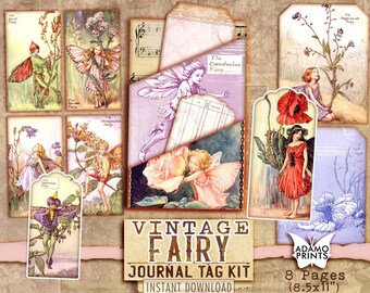 vintage style Junk Journal Folder With 2 Tags and a Vintage 1920s Era Optical Lens Junk Tags Scrapbook Ephemera Genealogy