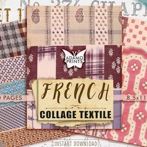 Puede incluir: Conjunto de 20 páginas de papel digital con diseños de collage textil de inspiración francesa. Los papeles presentan una variedad de patrones, incluyendo diseños florales, a cuadros y geométricos. Los papeles son perfectos para scrapbooking, creación de tarjetas y otras manualidades de papel. Los papeles miden 21,6 x 27,9 cm.