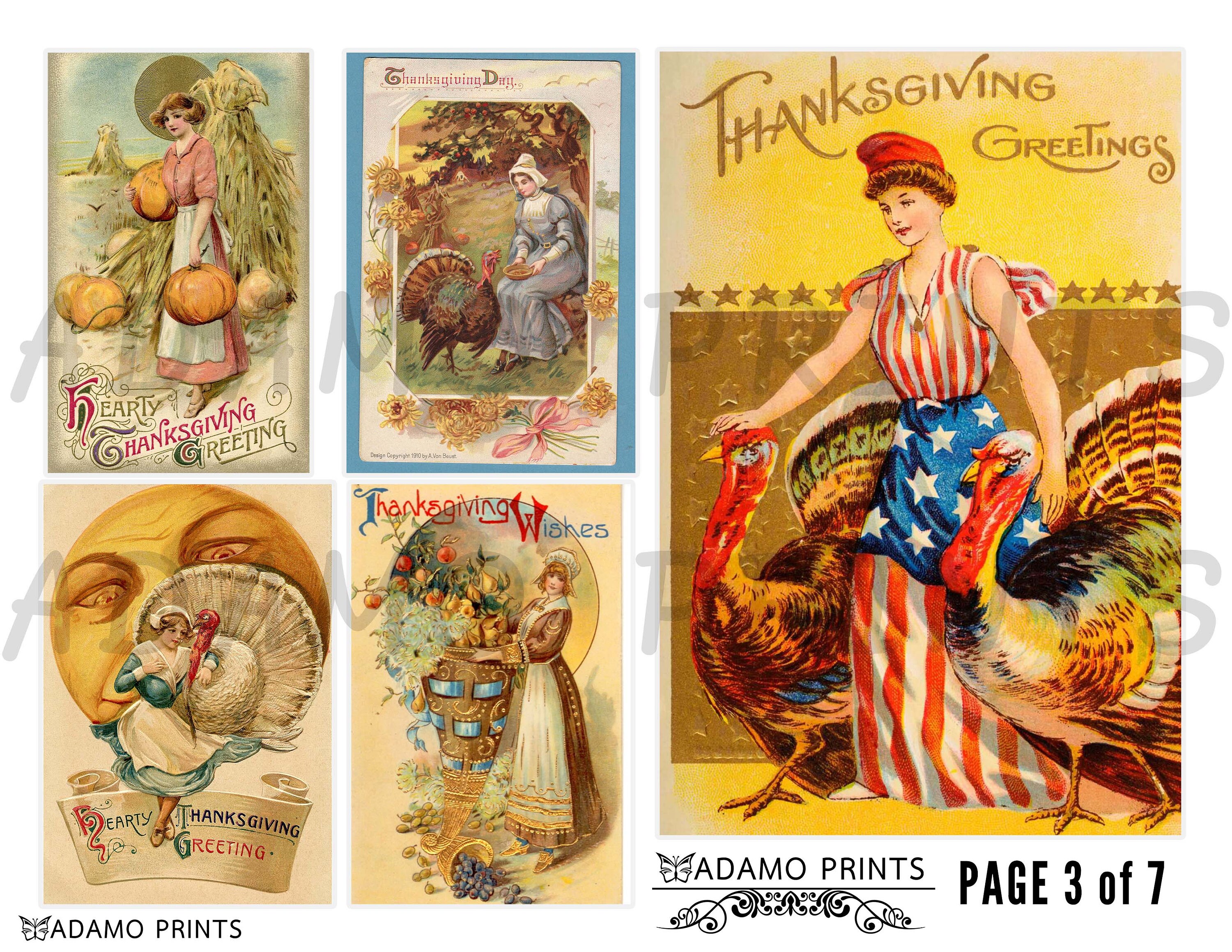 Thanksgiving Digital, Digital Vintage Art, December, Printable Card ...