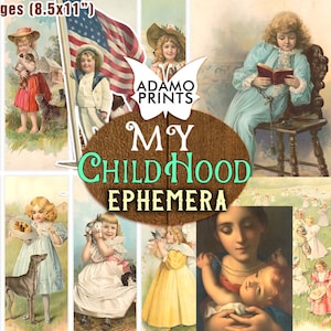 My Childhood, Little Children, Child Ephemera, Ephemera Classic, Digital Image, Ephemera Printable, Digital Collage, Scrapbook Children