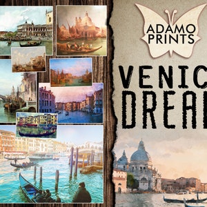 Dream of Venice, Travel, Digital Images, Collage Sheets, Postcard, ATC, Ephemera Classic, Vintage Art, Printable Images, Scrapbook, Download
