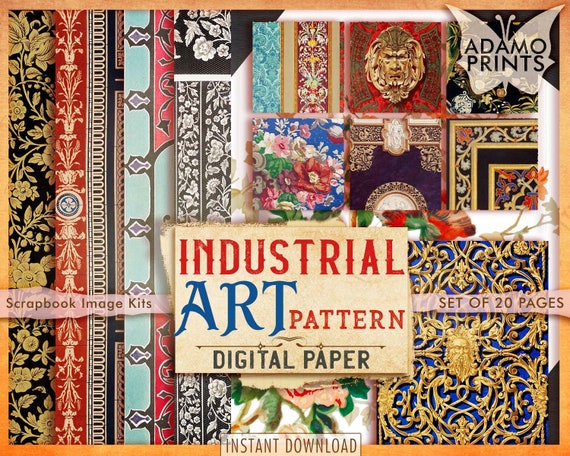 Industrial Art Pattern, Digital Paper, Book Cover, Carpet, Rug