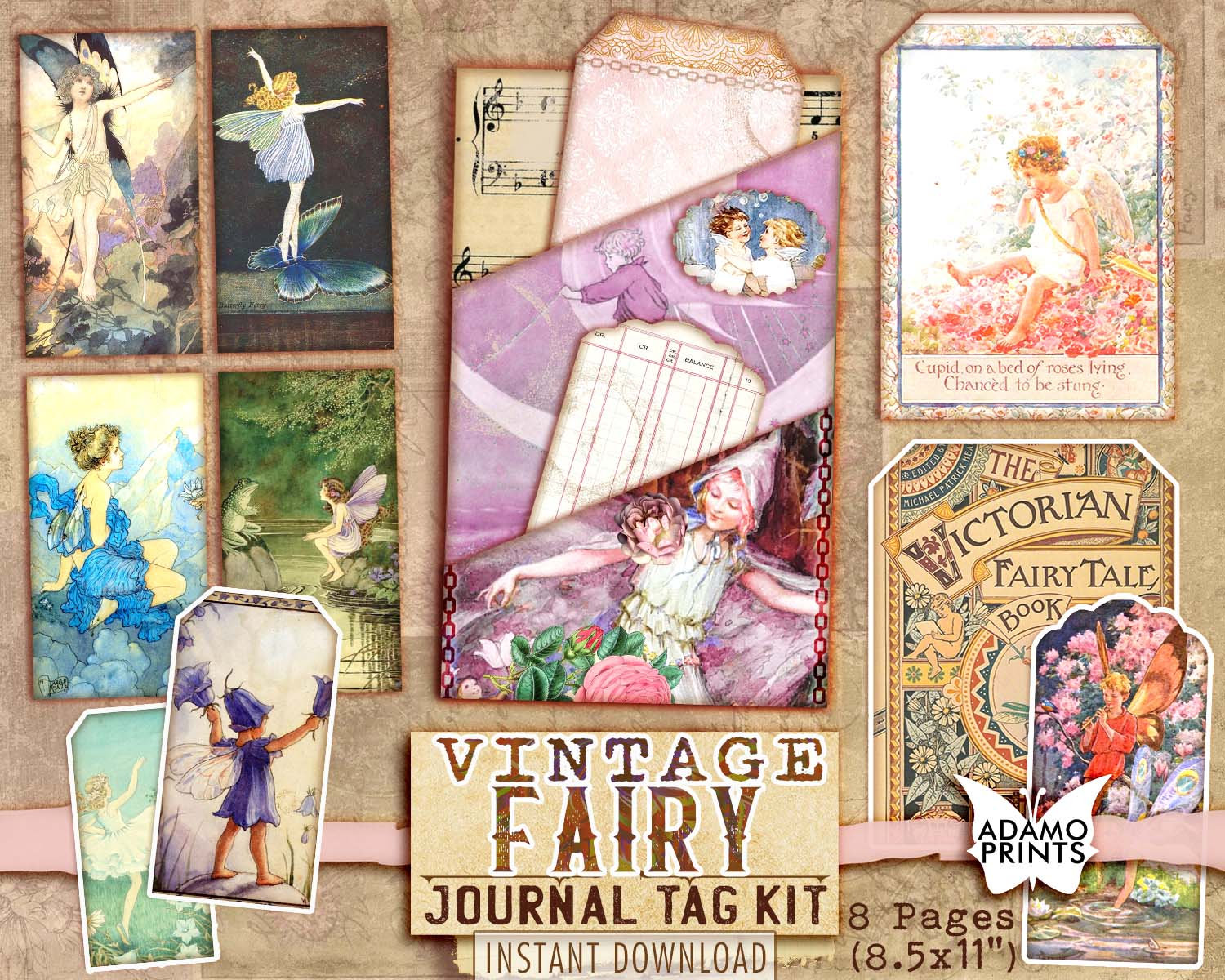 Blue Moon Fairy Junk Journal Kit, Printable, Fairy Magic, Fantasy