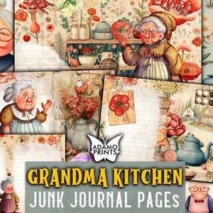 Pages de journal indésirable pour la cuisine de grand-mère, kit de journal indésirable de cuisine, feuilles de collage, recette, éphémères à imprimer, album de scrapbooking, papier cuisine vintage