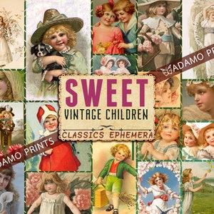 Sweet Vintage Children, Ephemera Classic, Digital Image, Digital Collage, Vintage, Scrapbook Child Digital, Altered Art, Art Supplies