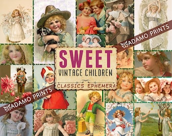 Sweet Vintage Children, Ephemera Classic, Digital Image, Digital Collage, Vintage, Scrapbook Child Digital, Altered Art, Art Supplies