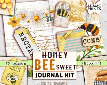 Bee My Honey、印刷可能なスクラップブックキット、ジャンクジャーナル