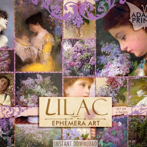 Lilac, Garden, Digital Images, Flower, Women, Vintage Art, Digital Collage, Art Ephemera, Classics, Scrapbook, Junk Journal Kit