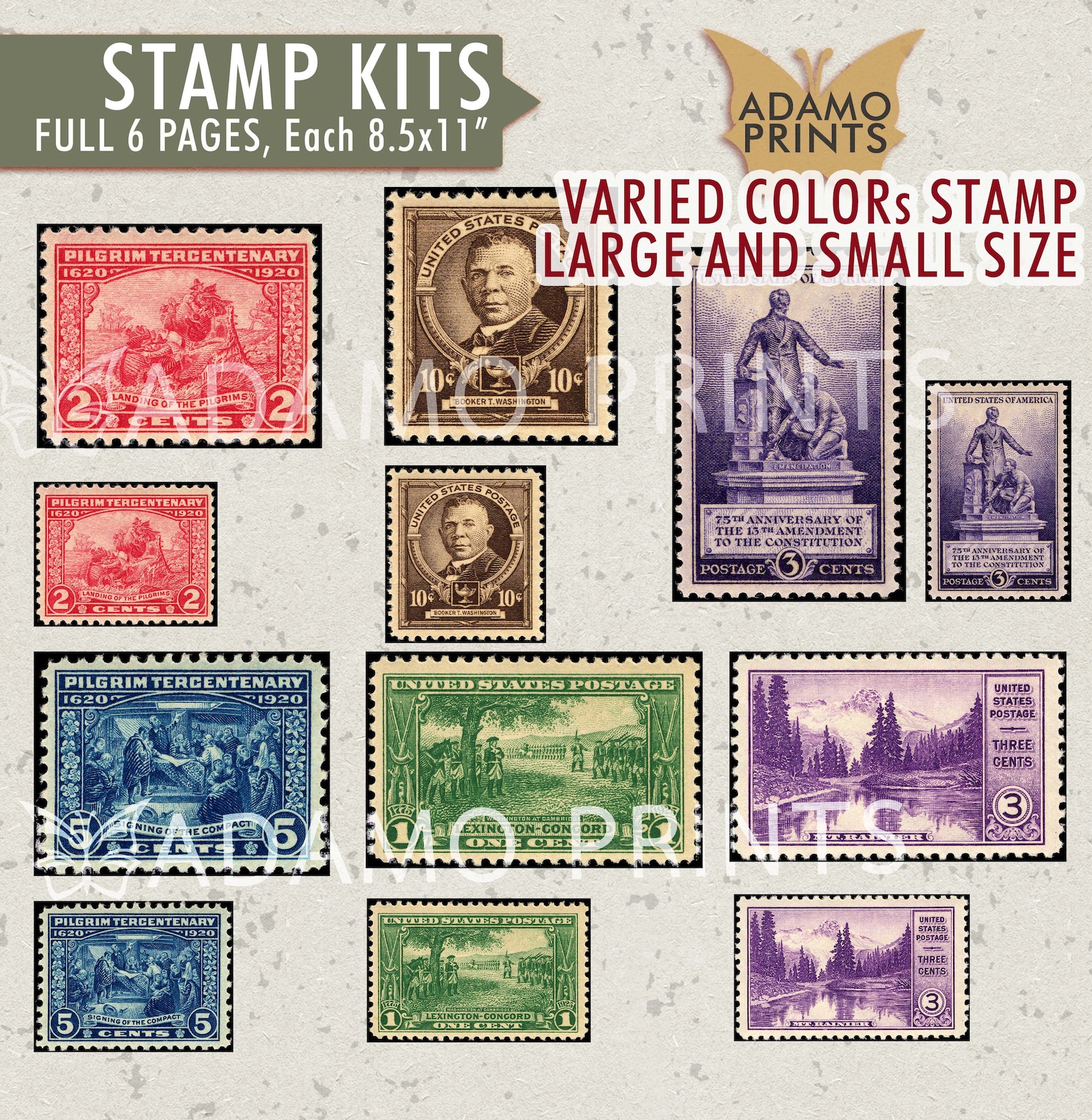 Forever Classic Stamps Faux Stamp Ephemera Kit Digital Etsy