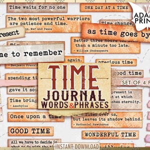 Palavras e frases do diário de tempo, palavras de motivação, palavra de registro no diário, citação de inspiração digital, definição, mídia mista, palavras efêmeras