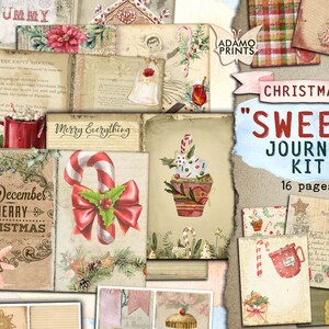 Christmas Sweet, Junk Journal Kit, Journal Page, Cards, Christmas Printable, Digital Christmas Kit, Ephemera, Printable Journal Kit