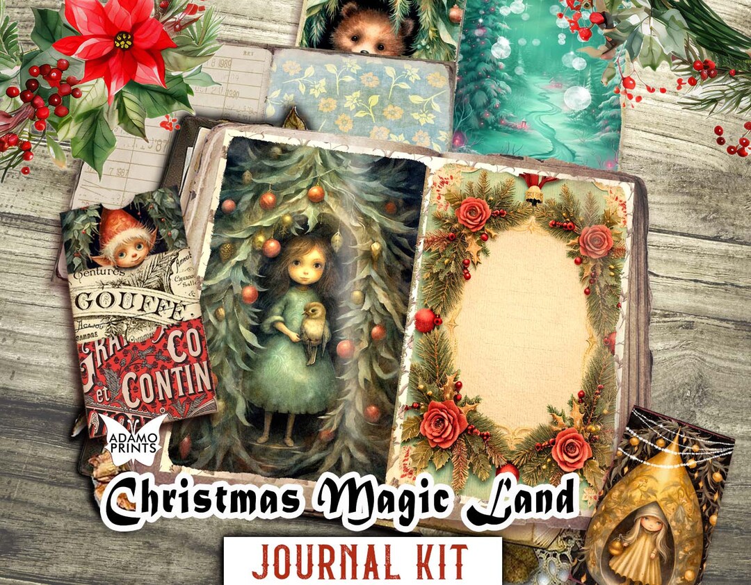 Christmas Magic Land Junk Journal Kit, Elves, Christmas Kit, Digital ...