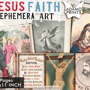 Jesus Faith, Christian Digital, Bible Verse, Cross, Holy, Digital Kit, Digital Collage, Printable Image, Vintage Art, Art Ephemera