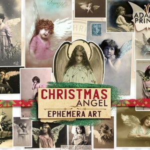 Weihnachtsengel, digitale Ephemera, Weihnachten digital, Kinder, Vintage Kunst, Klassisch, Foto, digitales Bild, Ephemera, Scrapbook Kit