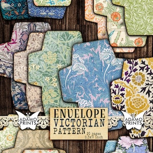 Envelope Victorian Pattern, Floral, Junk Journal Kit, Digital Collage, Collage Sheet, Embellishments, Digi Kit, Ephemera Envelope, Antique