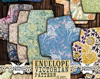 Envelope Victorian Pattern, Floral, Junk Journal Kit, Digital Collage, Collage Sheet, Embellishments, Digi Kit, Ephemera Envelope, Antique
